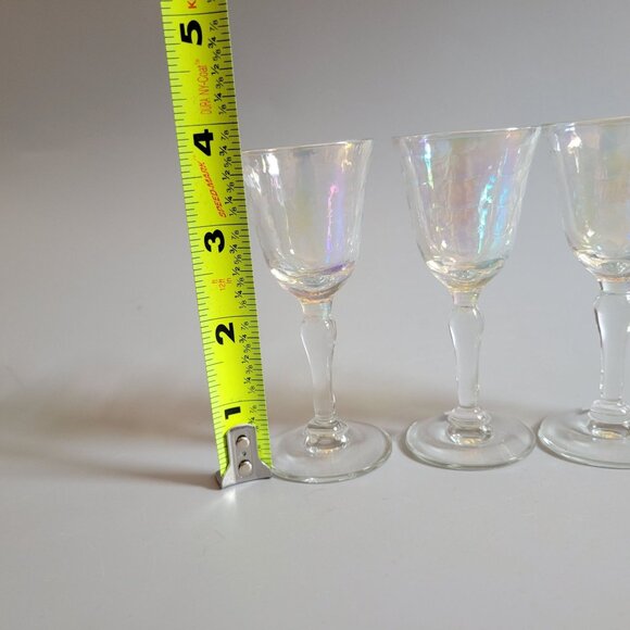 Set Of 4 Iridescent Glass Cordial Glasses / Goblets - Picture 7 of 7